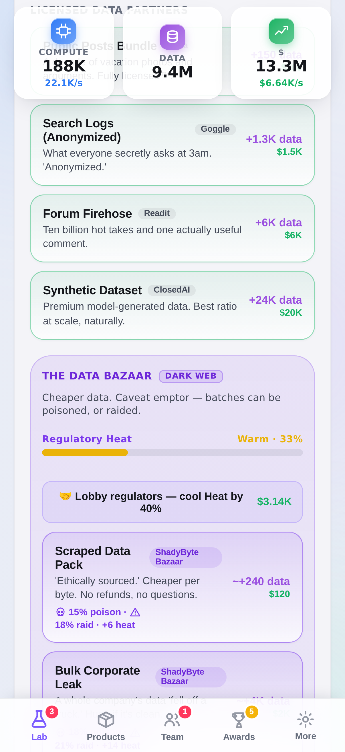 Dark-web data market